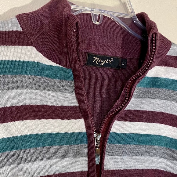 Soft Wool Sweater Knit Striped Sweater Jacket - Picture 5 of 12